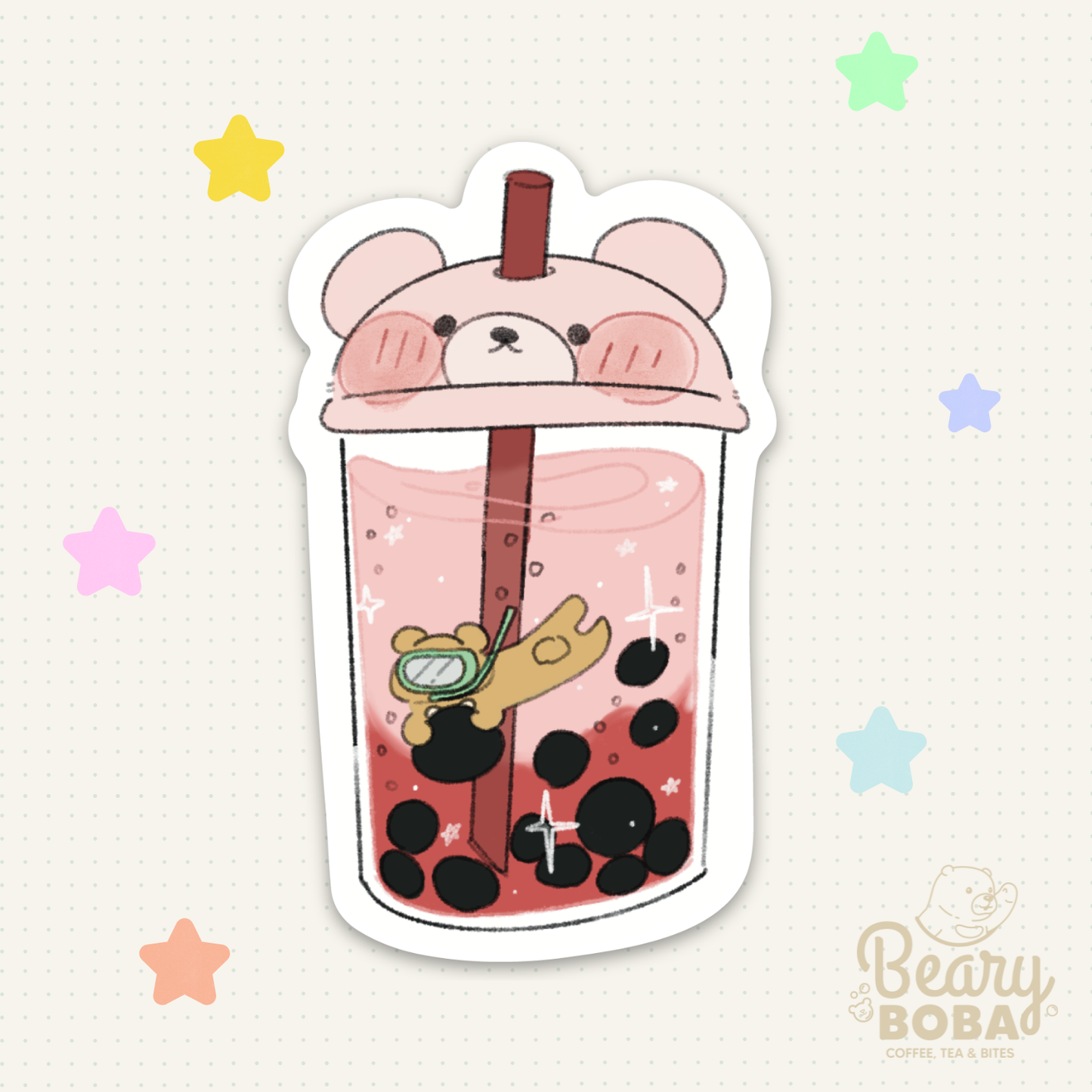 Boba Tea Swimming Dreams | Vinyl Sticker | Weatherproof Sticker (1)