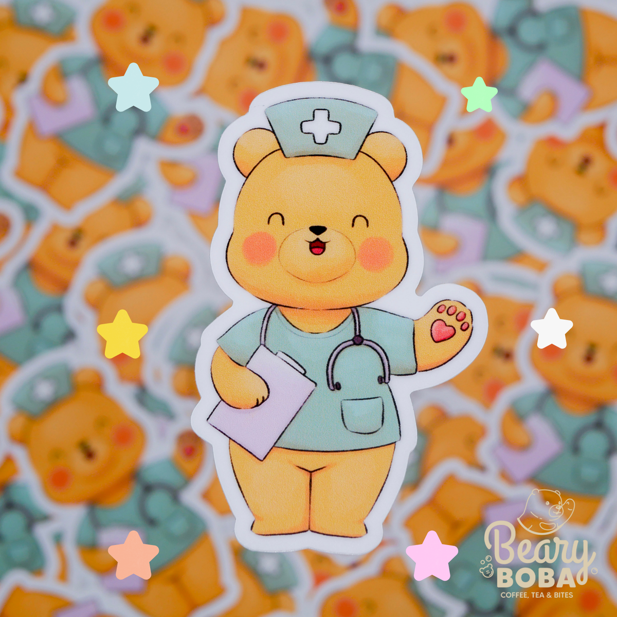 Beary Nurse | Doctor Bear | Weatherproof Sticker