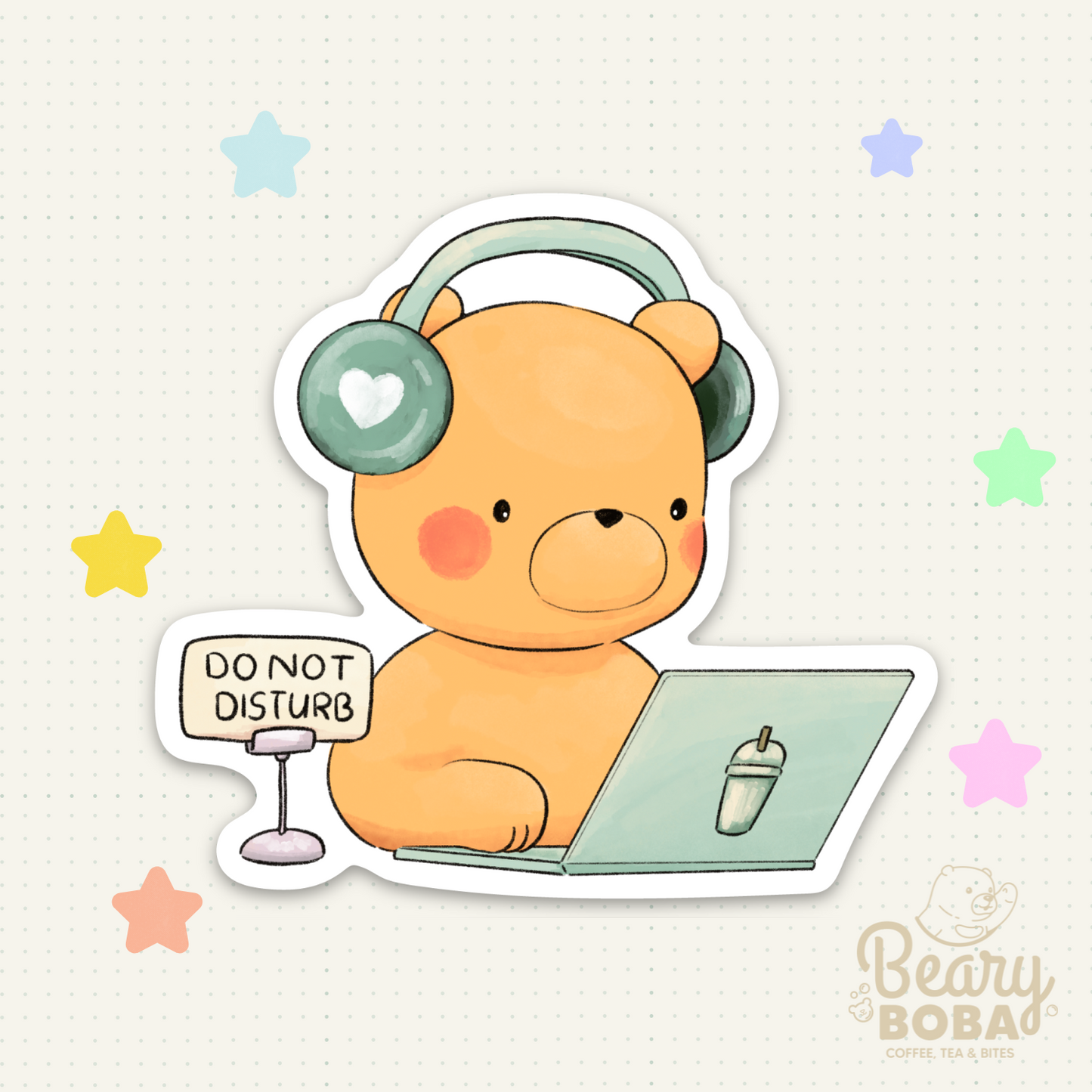 Headphones Beary | Do Not Disturb | Weatherproof Sticker