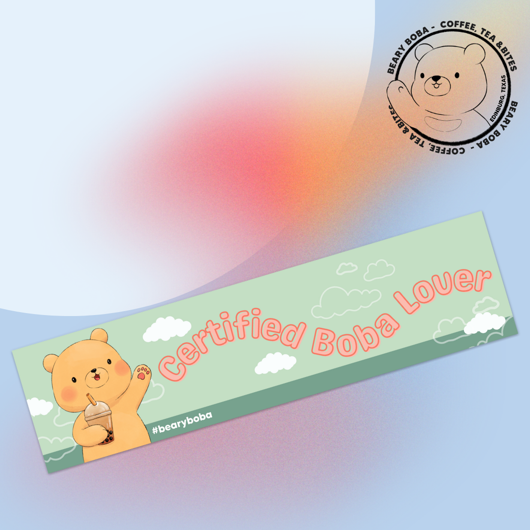 11.5" x 3" Beary Boba Bumper Sticker