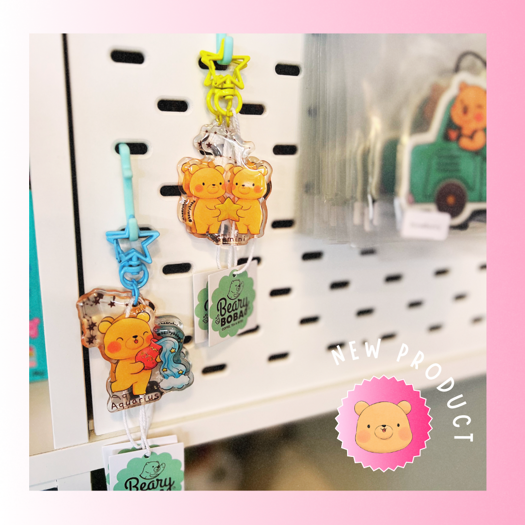 Beary Boba Epoxy Keychains - Zodiac Signs