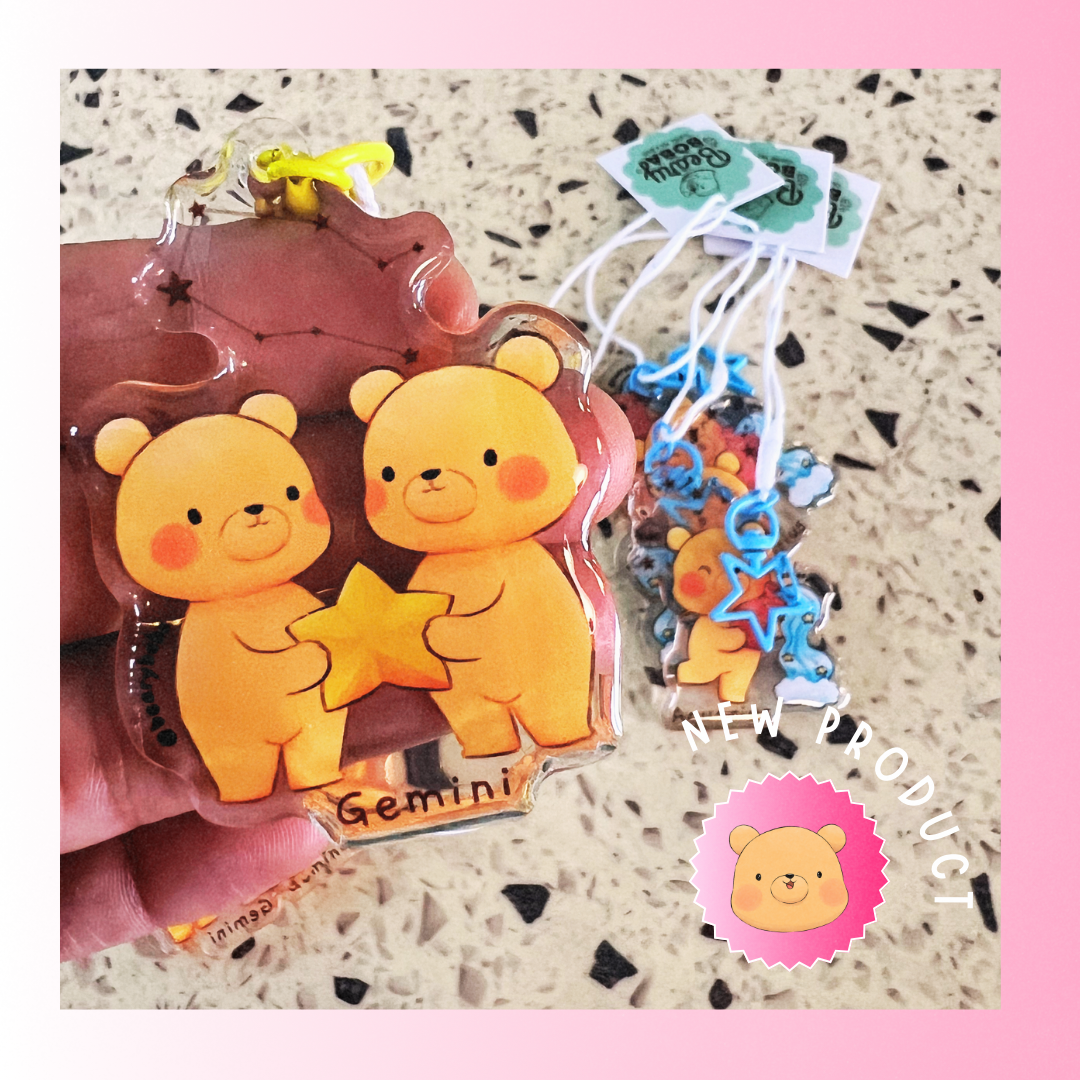 Beary Boba Epoxy Keychains - Zodiac Signs