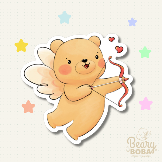 Valentine Wish |  Cherub Beary | Weatherproof Sticker