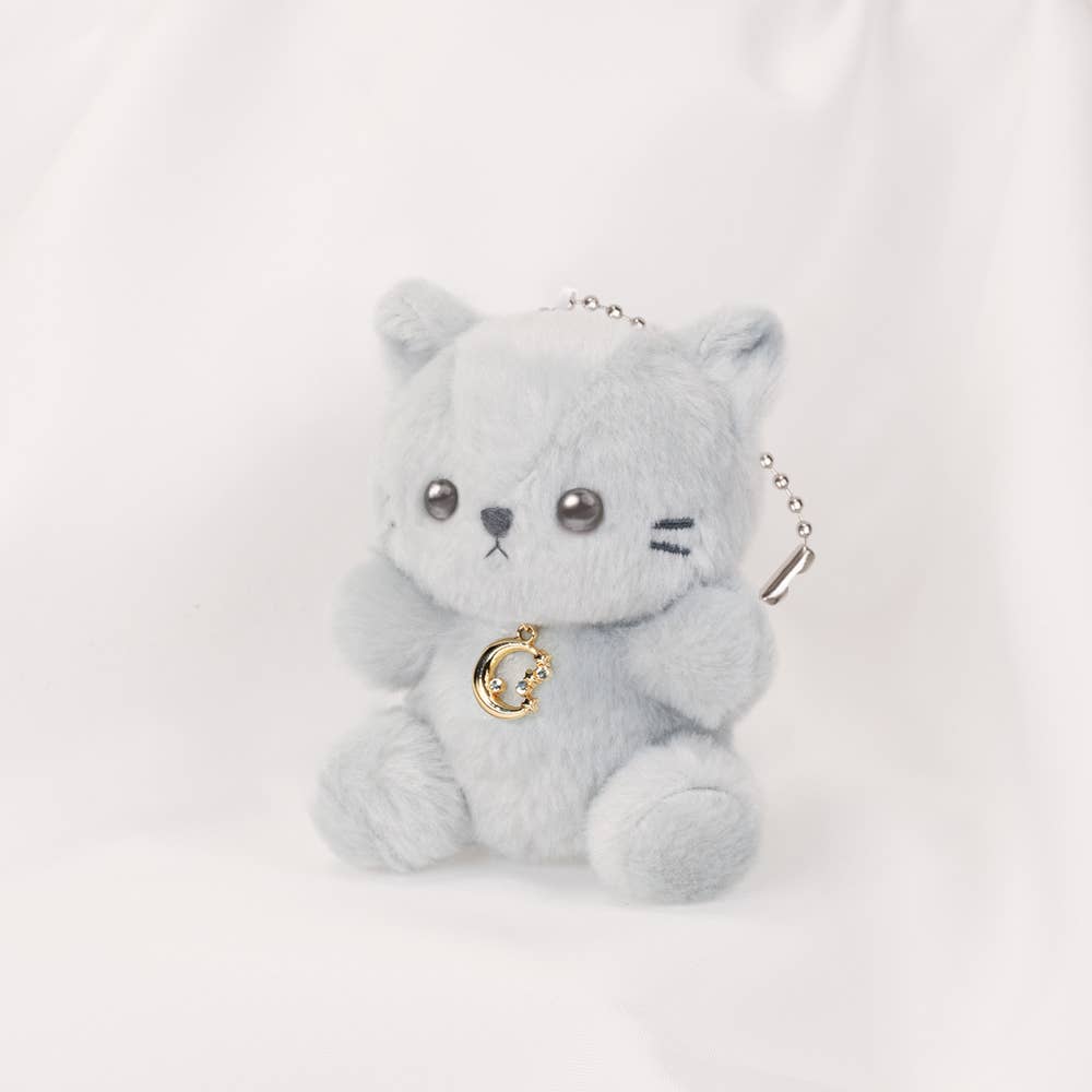 【JAPANESE KEYCHAIN PLUSH】HBC PASTEL CAT MOON