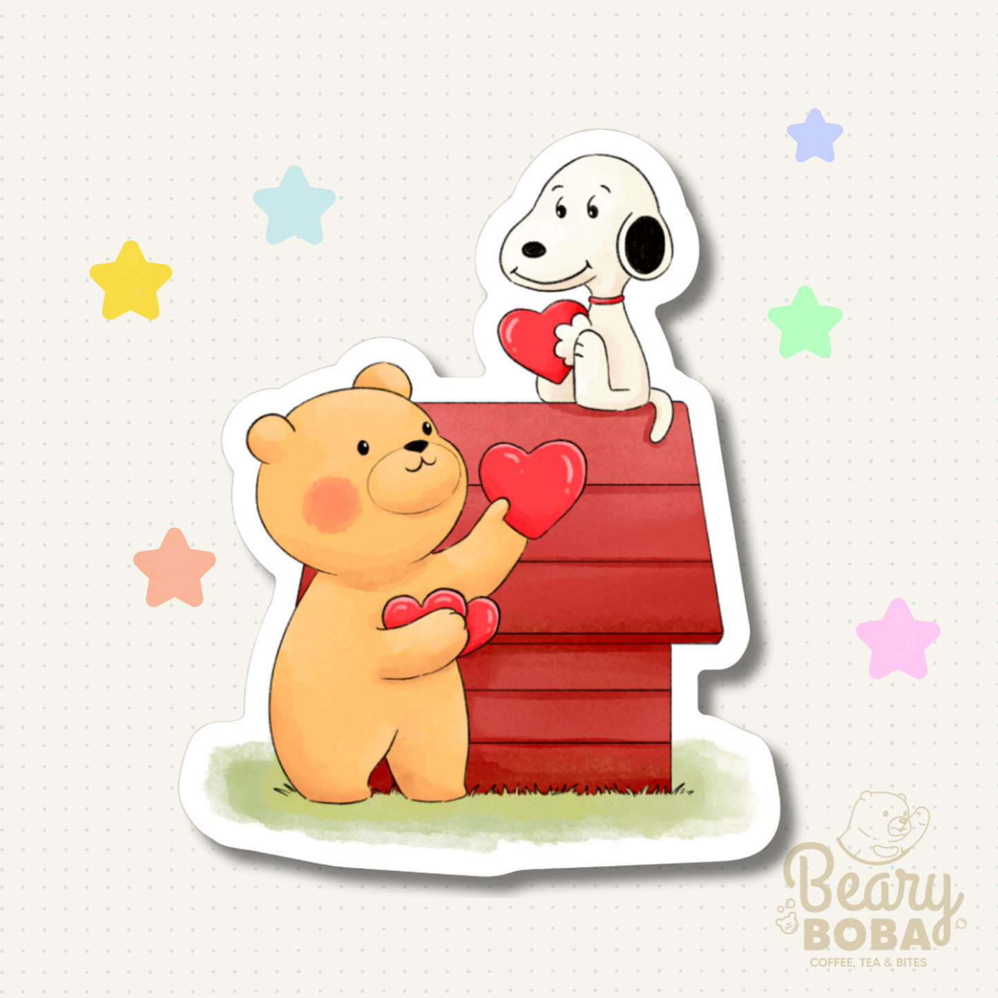 Valentine Snoopy |  Friend Beary | Weatherproof Sticker