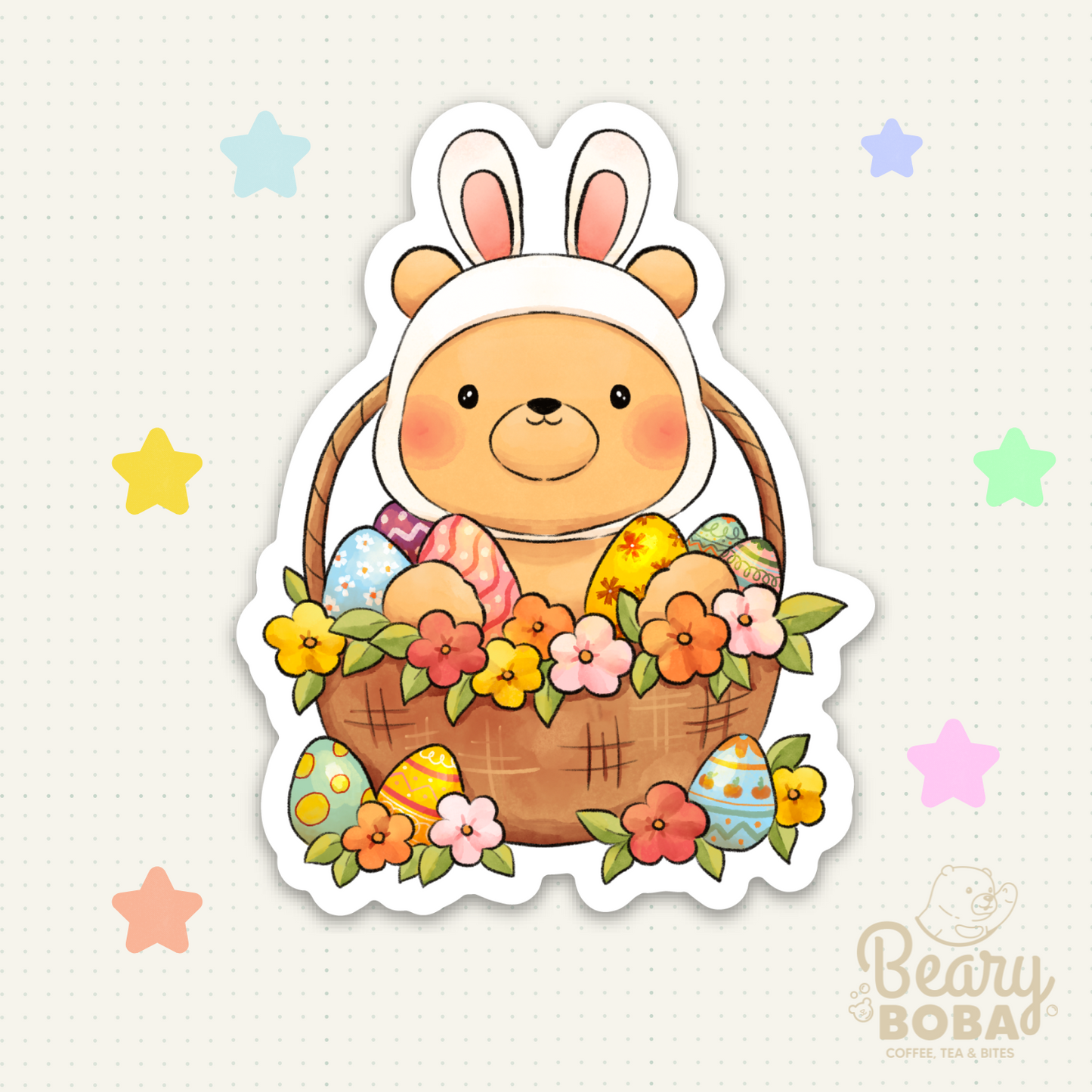 Easter Time | Beary Bunny | Weatherproof Sticker