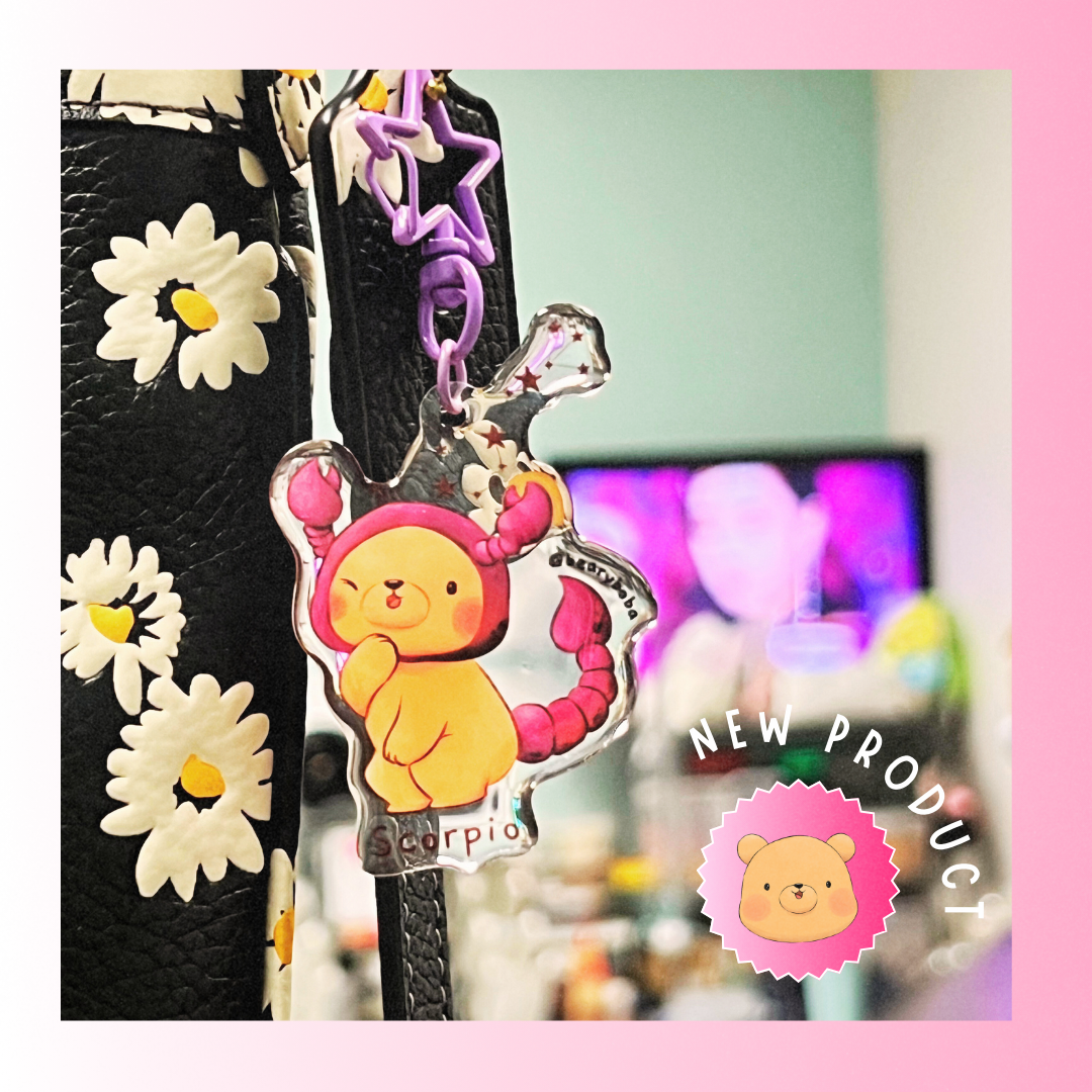 Beary Boba Epoxy Keychains - Zodiac Signs