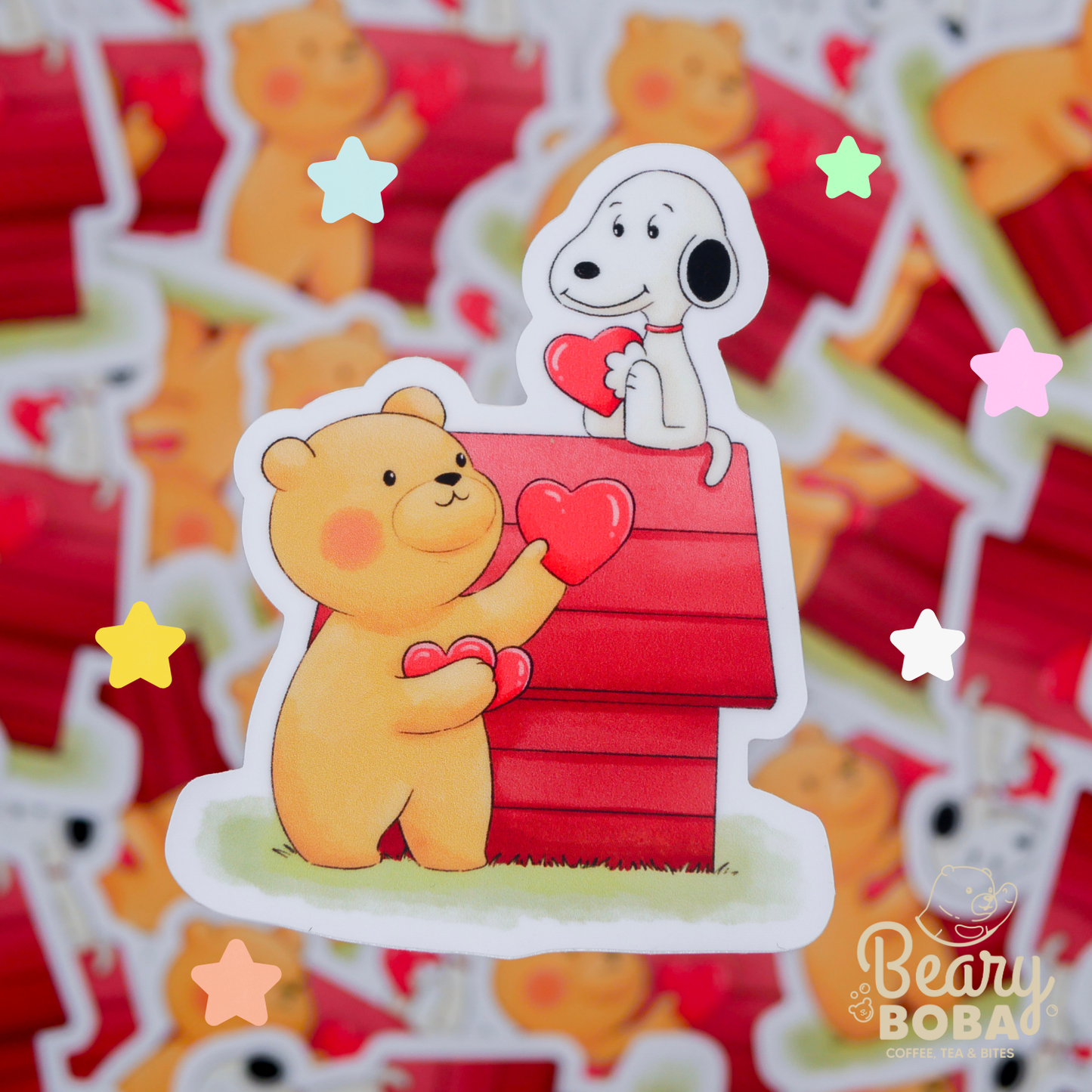 Valentine Snoopy |  Friend Beary | Weatherproof Sticker