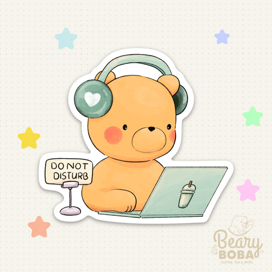 Headphones Beary | Do Not Disturb | Weatherproof Sticker