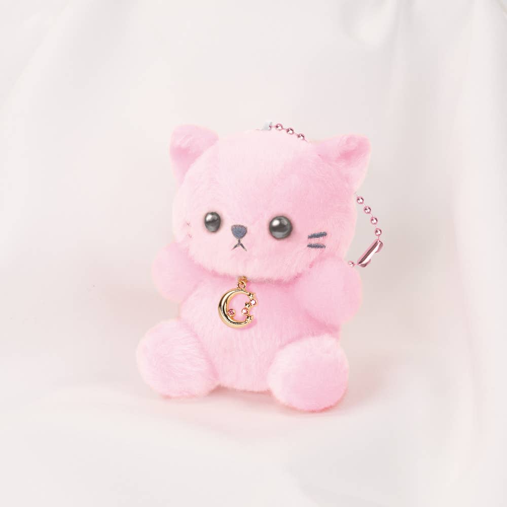 【JAPANESE KEYCHAIN PLUSH】HBC PASTEL CAT MOON