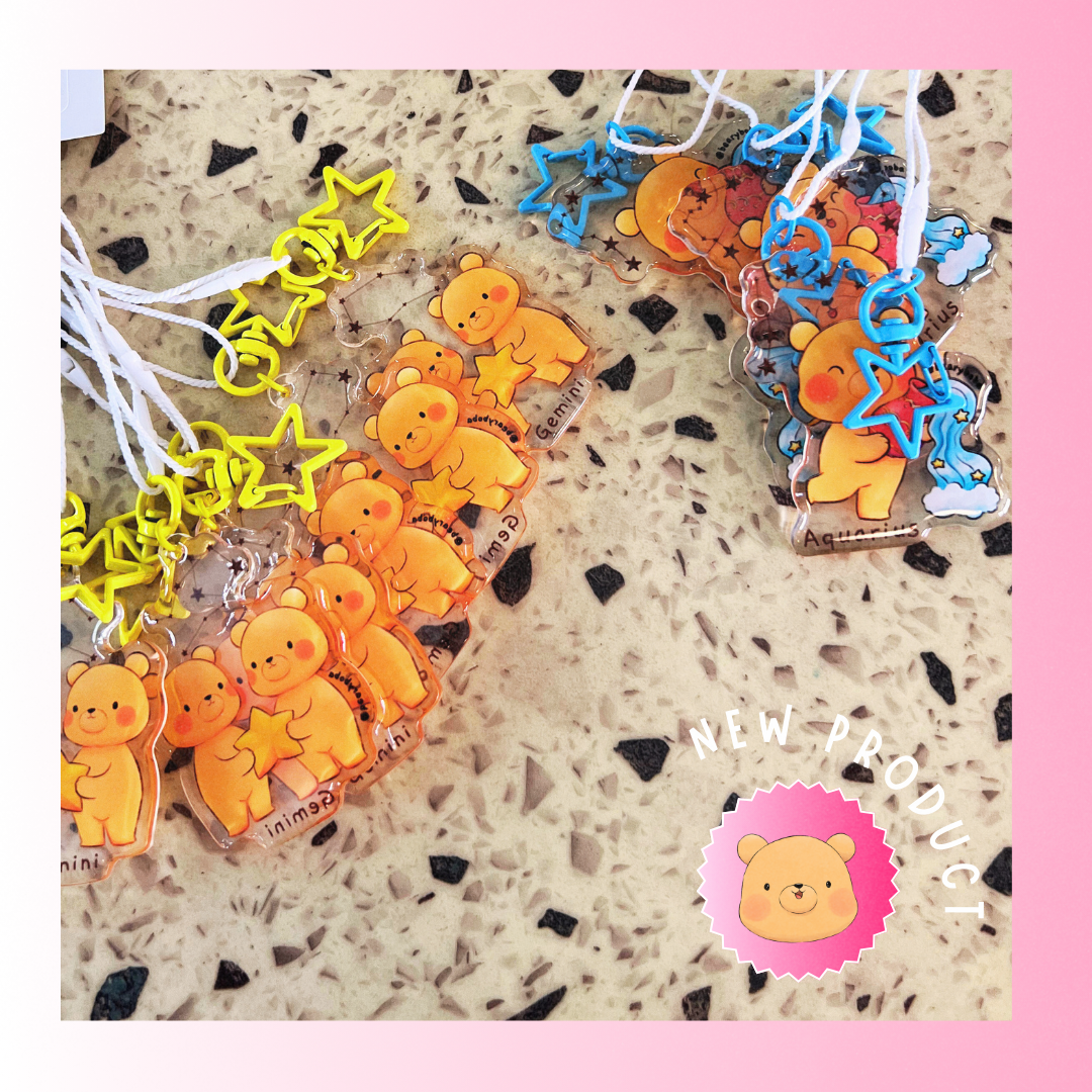 Beary Boba Epoxy Keychains - Zodiac Signs