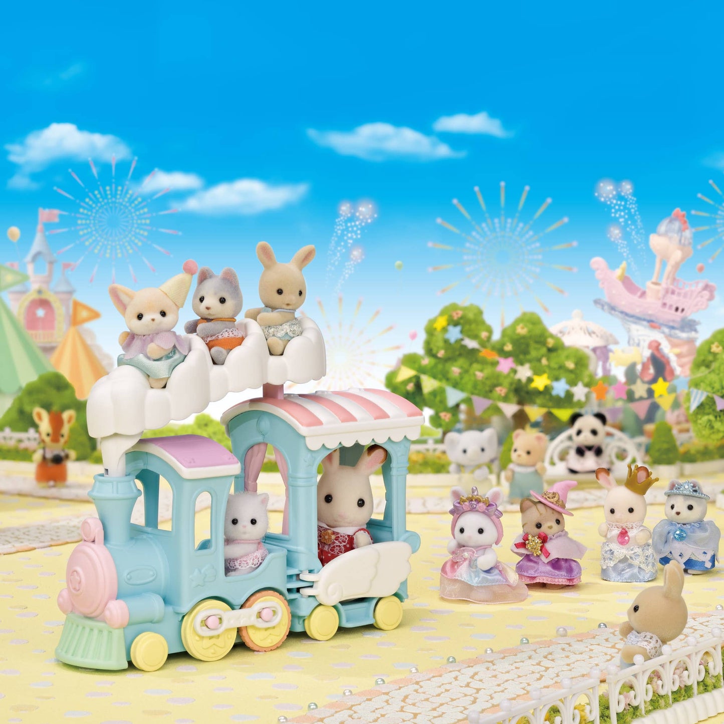 Calico Critters Floating Cloud Rainbow Train, Doll Playset