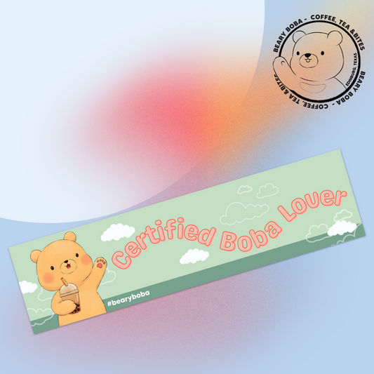 11.5" x 3" Beary Boba Bumper Sticker
