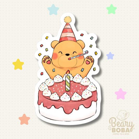 Beary Birthday |  Celebration Bearday | Weatherproof Sticker